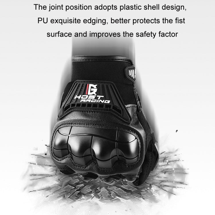 GHOST RACING Motorcycle Riding Anti-fall Breathable Rubber Shell Touch Screen Gloves, Size: XL - Black