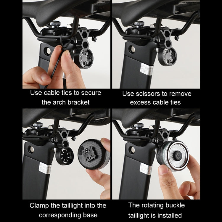 Round Bicycle Intelligent Induction Brake Taillight Night Riding Warning Light, Color: Dual Bracket Model