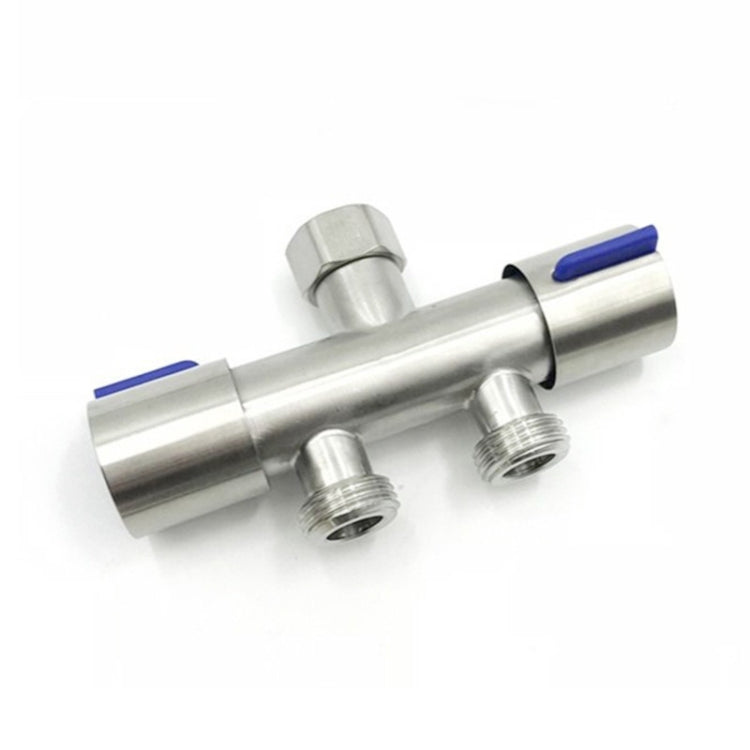 Washing Machine Faucet Splitter 1 Input 2 Output Dual Outlet Adapter 304 Stainless Steel Faucet, Style: Blue Wheel