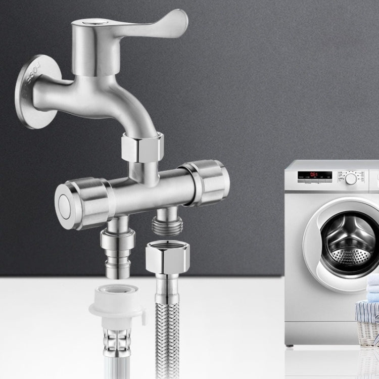 Washing Machine Faucet Splitter 1 Input 2 Output Dual Outlet Adapter 304 Stainless Steel Faucet, Style: Plum Wheel