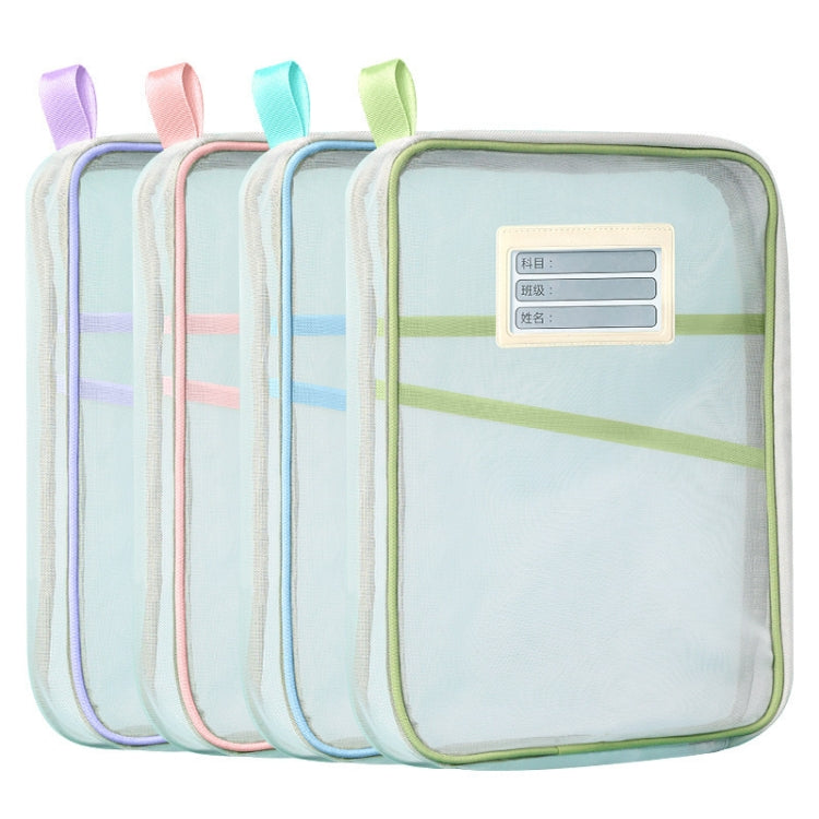 A4 Clear File Bag Student Books Stationery Storage Bag Thickened Mesh Zipper Pouch