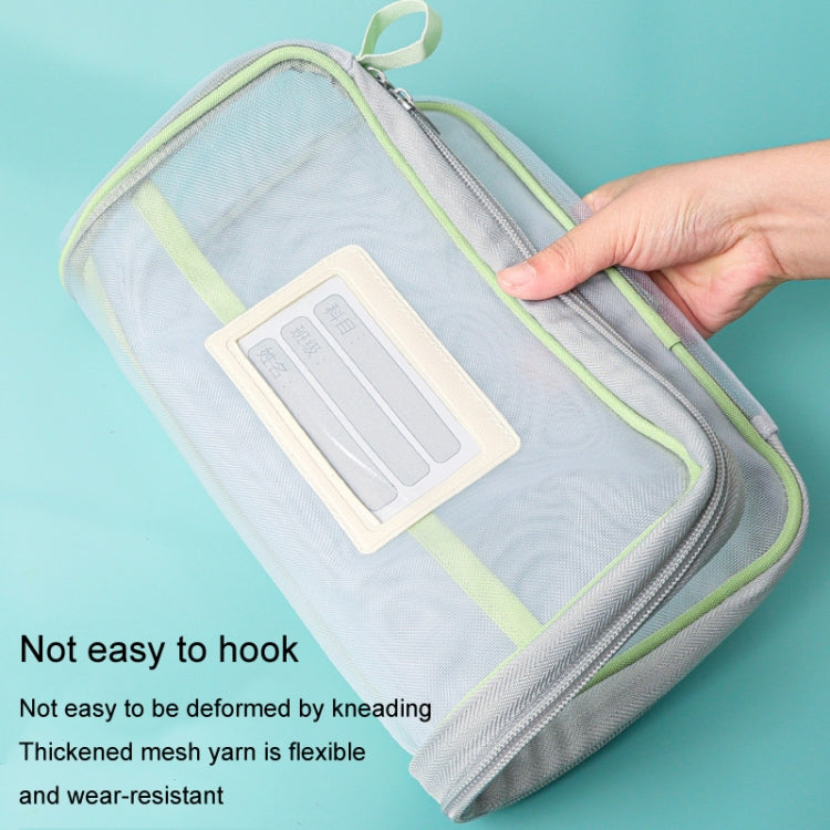 A4 Clear File Bag Student Books Stationery Storage Bag Thickened Mesh Zipper Pouch