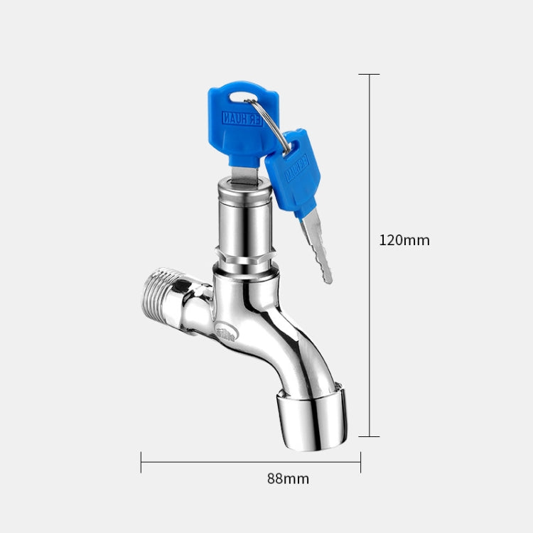 Household Faucet With Lock Outdoor Anti-theft 4 Minute Faucet, 规格: Key Alloy Sparkler