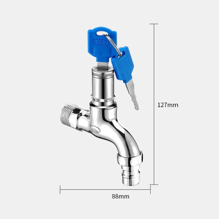 Household Faucet With Lock Outdoor Anti-theft 4 Minute Faucet, 规格: Key Alloy Washer Spout