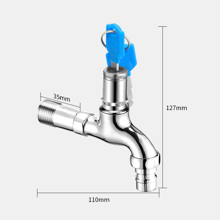 Household Faucet With Lock Outdoor Anti-theft 4 Minute Faucet, 规格: Key Alloy Long Washer Spout