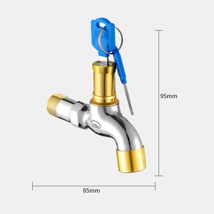 Household Faucet With Lock Outdoor Anti-theft 4 Minute Faucet, 规格: Key All Copper Sparkler