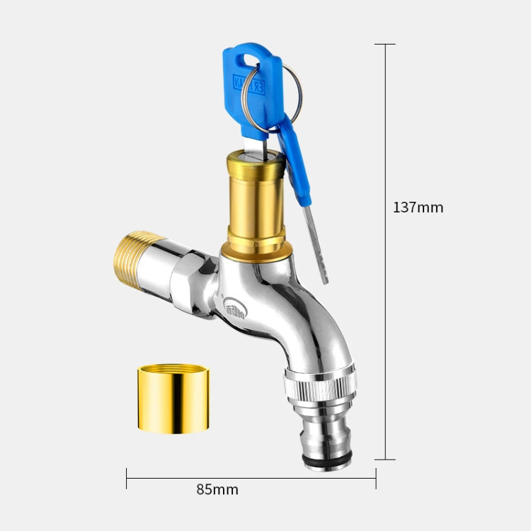 Household Faucet With Lock Outdoor Anti-theft 4 Minute Faucet, 规格: Key All Copper Pacifier