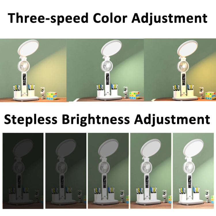 Charging Model 3200mAH With Clock Round Desk Lamp Study Reading Folding Smart Bedside Eye Protection Lamp