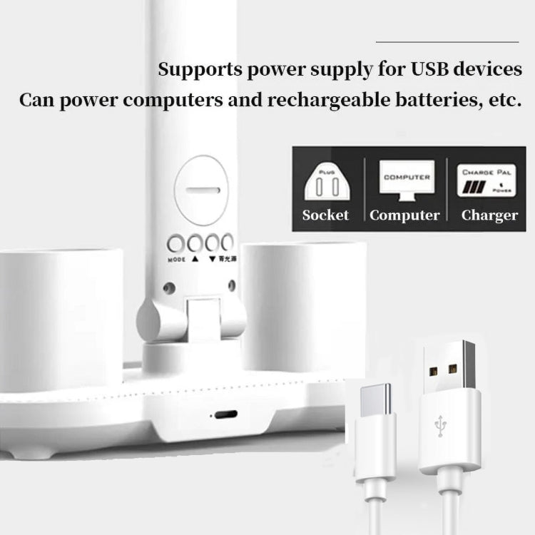 Plug-in Model With Clock  Round Desk Lamp Study Reading Folding Smart Bedside Eye Protection Lamp