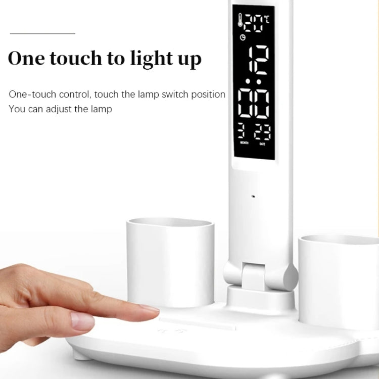 Charging Model 3200mAH With Clock Round Desk Lamp Study Reading Folding Smart Bedside Eye Protection Lamp
