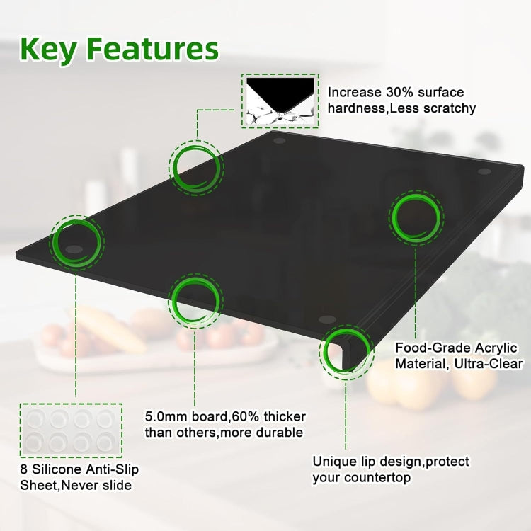 Kitchen Counter Acrylic Cutting Board With Counter Lip 45 x 35cm