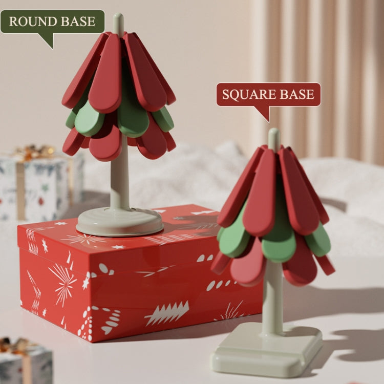Christmas Tree Heat Resistant Table Mat Household Foldable Thermal Insulated Placemat Pot Mat, Style: Square Base