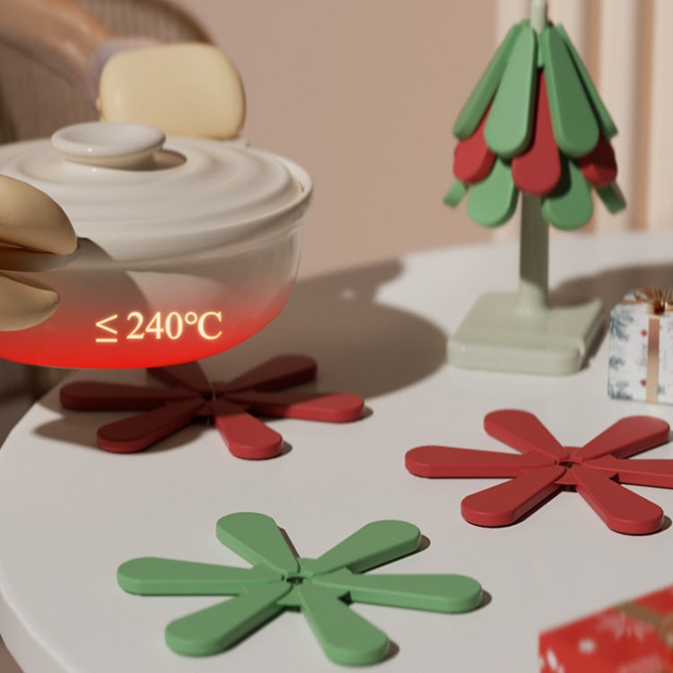 Christmas Tree Heat Resistant Table Mat Household Foldable Thermal Insulated Placemat Pot Mat, Style: Round Base