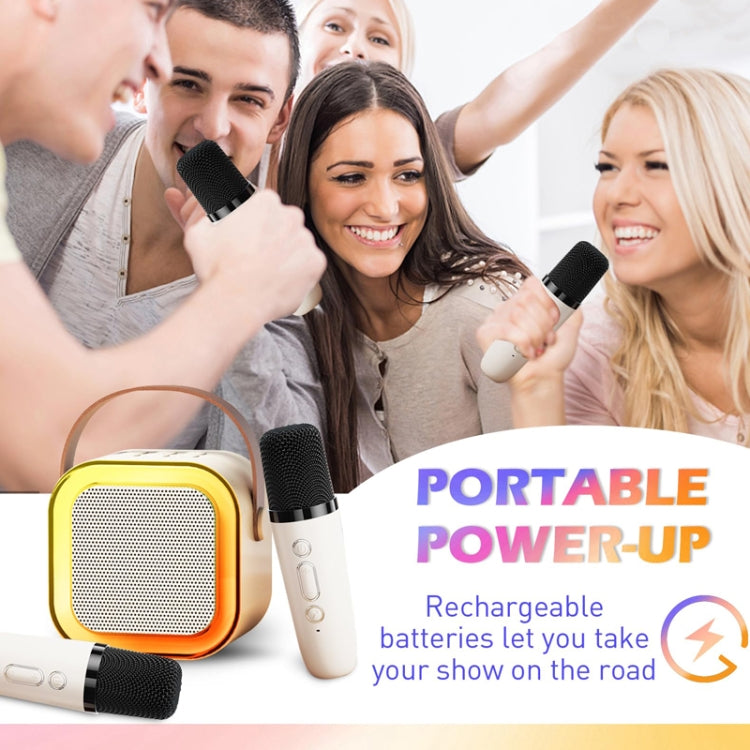 Outdoor Home Portable Wireless Karaoke Sound Cell Phone Integrated Microphone Smart Speaker, Style: With Dual Mic Blue