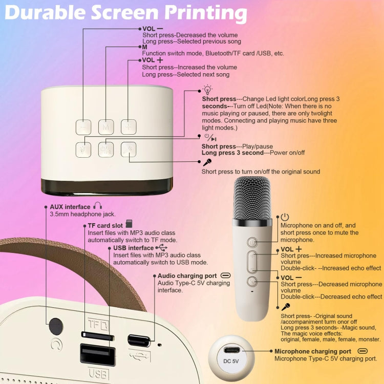 Outdoor Home Portable Wireless Karaoke Sound Cell Phone Integrated Microphone Smart Speaker, Style: With Dual Mic Blue