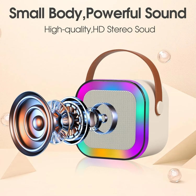 Outdoor Home Portable Wireless Karaoke Sound Cell Phone Integrated Microphone Smart Speaker, Style: With Dual Mic Blue