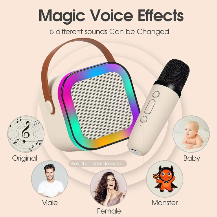 Outdoor Home Portable Wireless Karaoke Sound Cell Phone Integrated Microphone Smart Speaker, Style: With Dual Mic Blue
