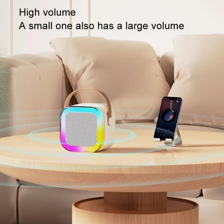 Outdoor Home Portable Wireless Karaoke Sound Cell Phone Integrated Microphone Smart Speaker, Style: With Dual Mic Blue