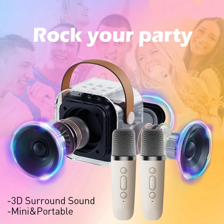 Outdoor Home Portable Wireless Karaoke Sound Cell Phone Integrated Microphone Smart Speaker, Style: With Dual Mic Blue