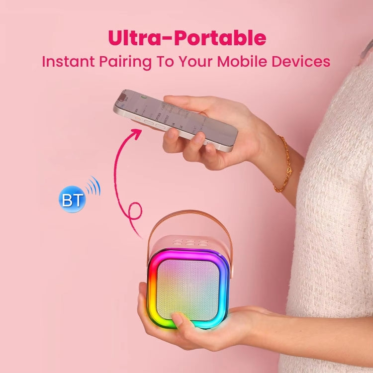 Outdoor Home Portable Wireless Karaoke Sound Cell Phone Integrated Microphone Smart Speaker, Style: With Dual Mic Blue