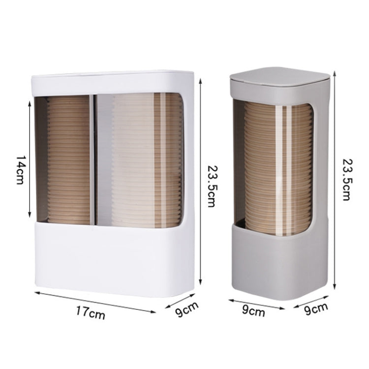 Household Disposable Cup Organizer Water Dispenser Dustproof Wall Mounted Shelf, Style: Dual Cylinder Gray
