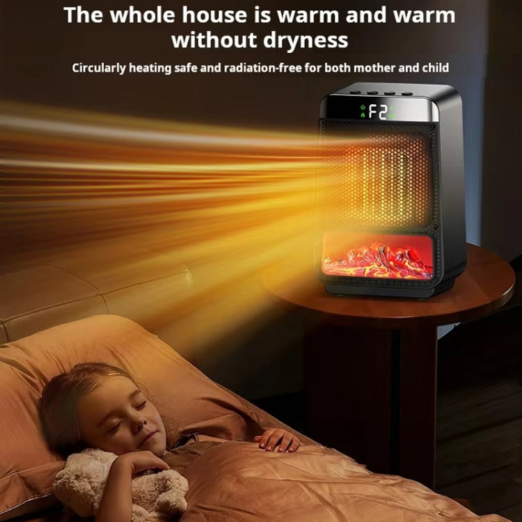 E03 Desktop PTC Heater Dynamic Flame Light Warmer EU Plug
