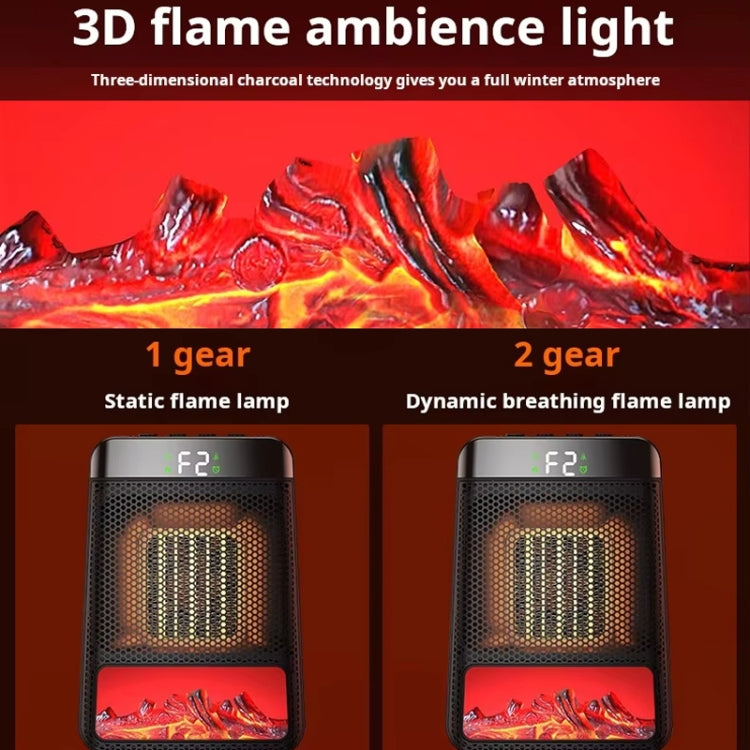 E03 Desktop PTC Heater Dynamic Flame Light Warmer UK Plug