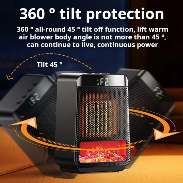 E03 Desktop PTC Heater Dynamic Flame Light Warmer EU Plug