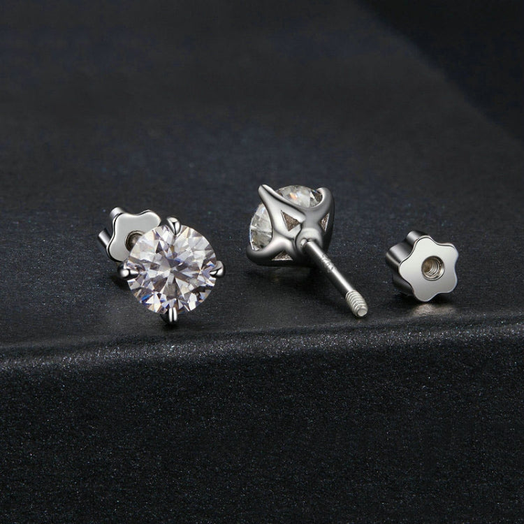 MSE062 S925 Sterling Silver Plated With Platinum Four-Claw Shining Moissanite Earrings, Size: S