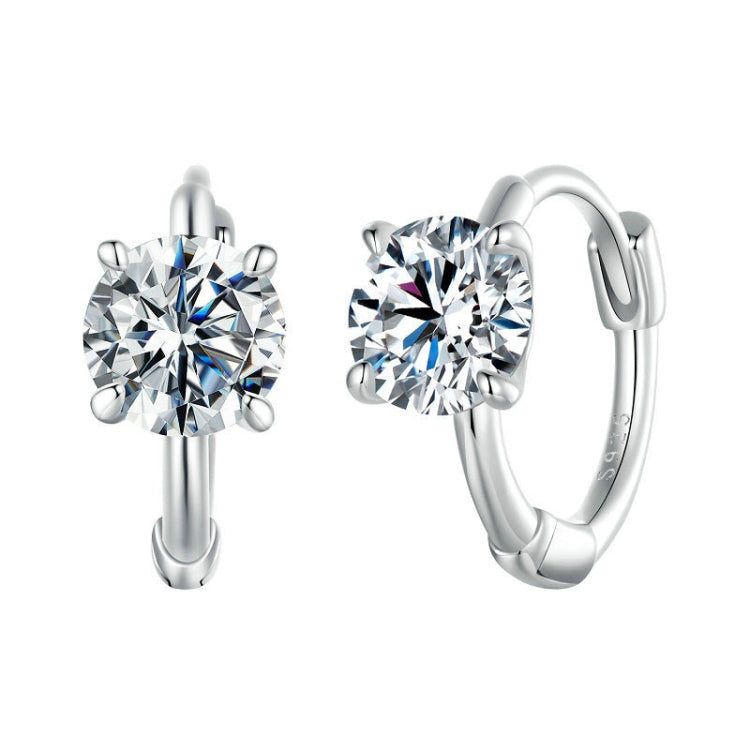 S925 Sterling Silver Platinum-Plated Moissanite Ear Clip Earrings - MSE064