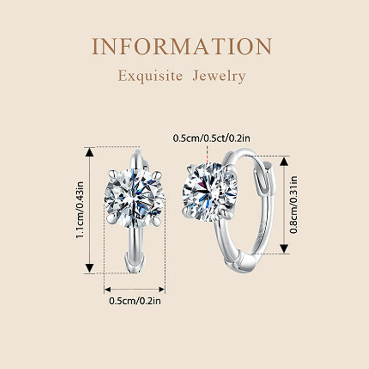 S925 Sterling Silver Platinum-Plated Moissanite Ear Clip Earrings - MSE064