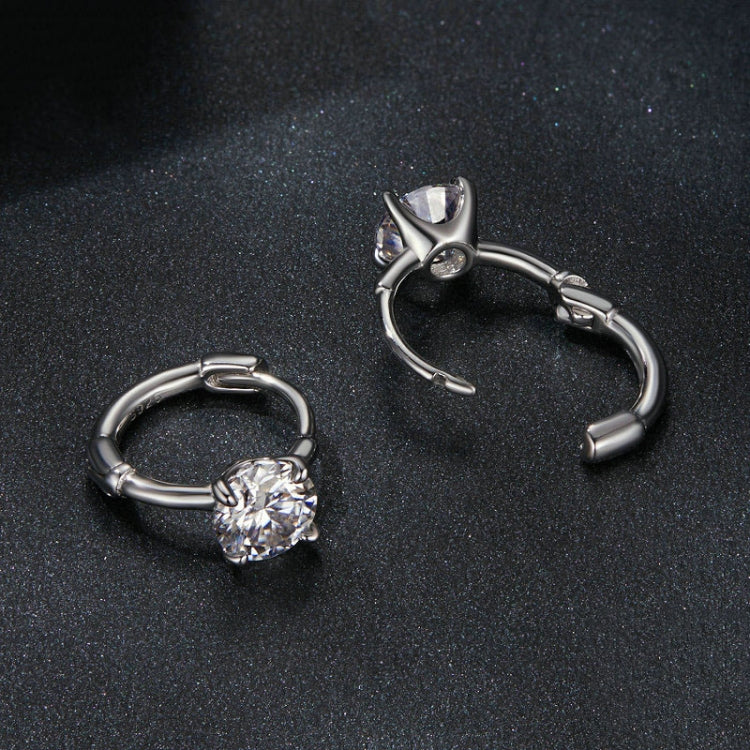 S925 Sterling Silver Platinum-Plated Moissanite Ear Clip Earrings - MSE064