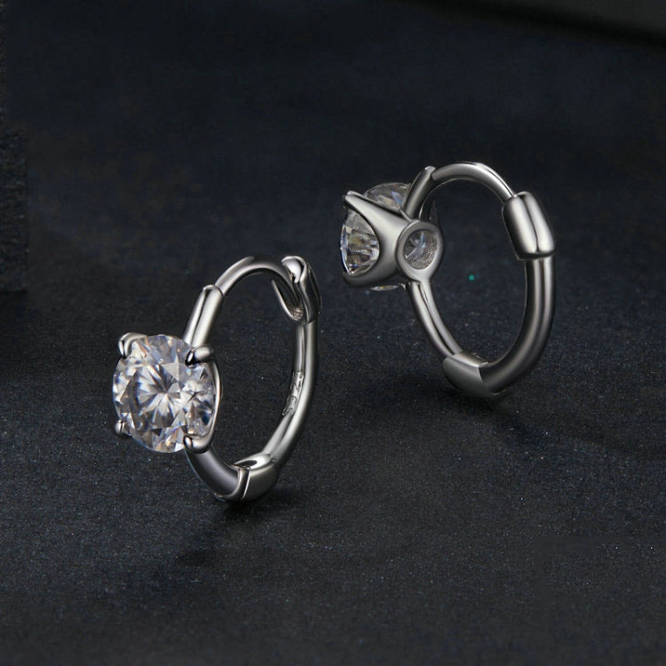 S925 Sterling Silver Platinum-Plated Moissanite Ear Clip Earrings - MSE064