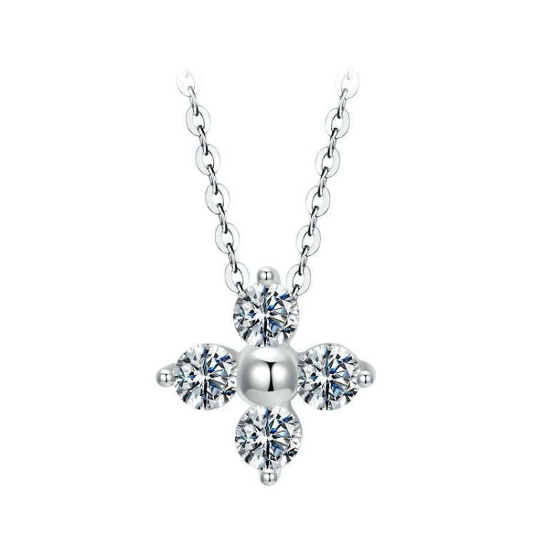 S925 Sterling Silver Plated with Platinum Lucky Four-leaf Clover Moissanite Necklace - MSN038