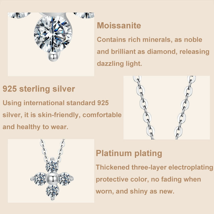 S925 Sterling Silver Plated with Platinum Lucky Four-leaf Clover Moissanite Necklace - MSN038