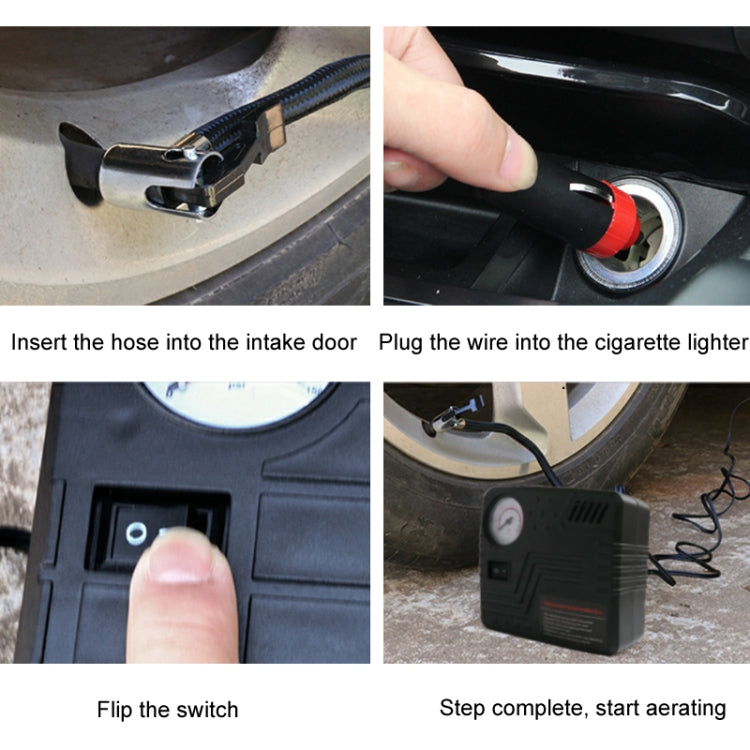 Car Tire Air Pump 12V Metal Electric Tire Pressure Gauge - Square
