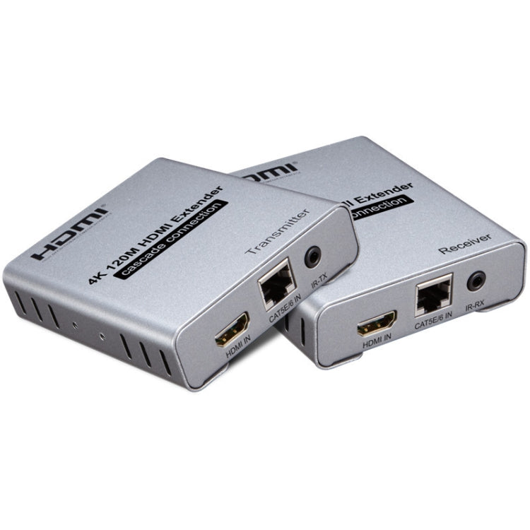 HDMI Single Cable 120m Transmitter / Receiver Extender 4K HD Transmitter US Plug - Gray