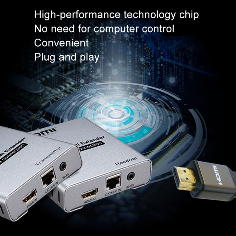 HDMI Single Cable 120m Transmitter / Receiver Extender 4K HD Transmitter US Plug - Gray
