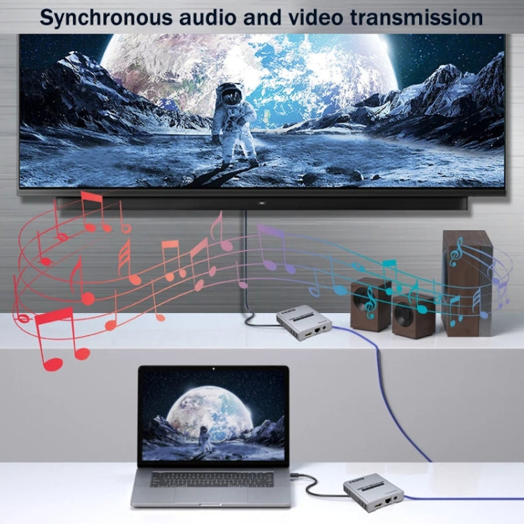 HDMI Single Cable 120m Transmitter / Receiver Extender 4K HD Transmitter US Plug - Gray
