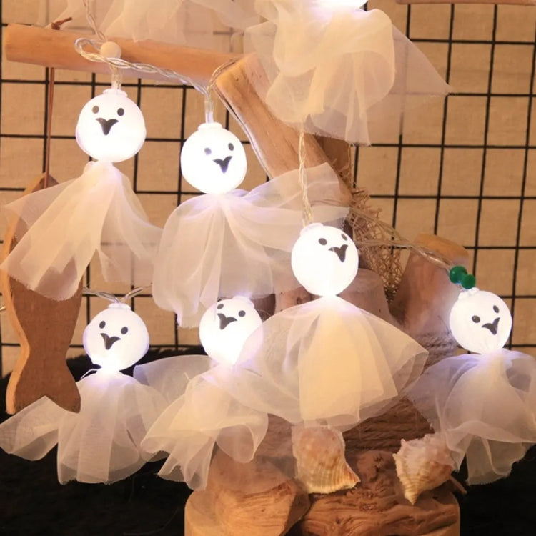 Halloween Fabric Ghost String Lights LED Scary Ghost Festival Indoor Decoration Ambient Lamp, Color: 3m 20 Lights White