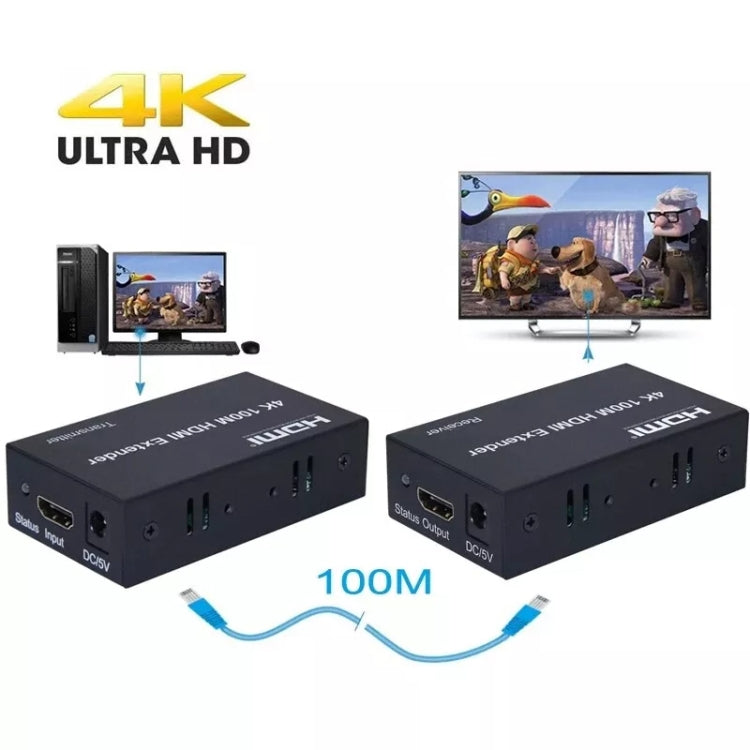 HDMI To RJ45 Single Ethernet Cable 100m Extender 4K HD Cable Signal Amplifier US Plug