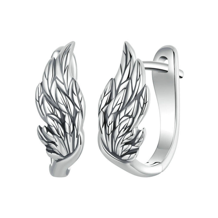 S925 Sterling Silver Oxidized Ear Buckle Wing Shape Earrings - SCE1795