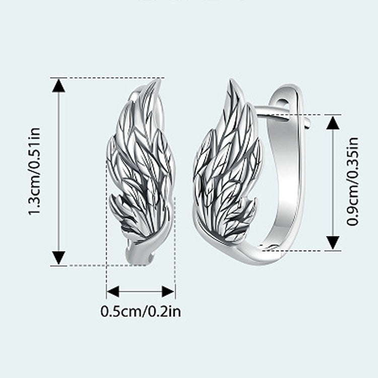 S925 Sterling Silver Oxidized Ear Buckle Wing Shape Earrings - SCE1795