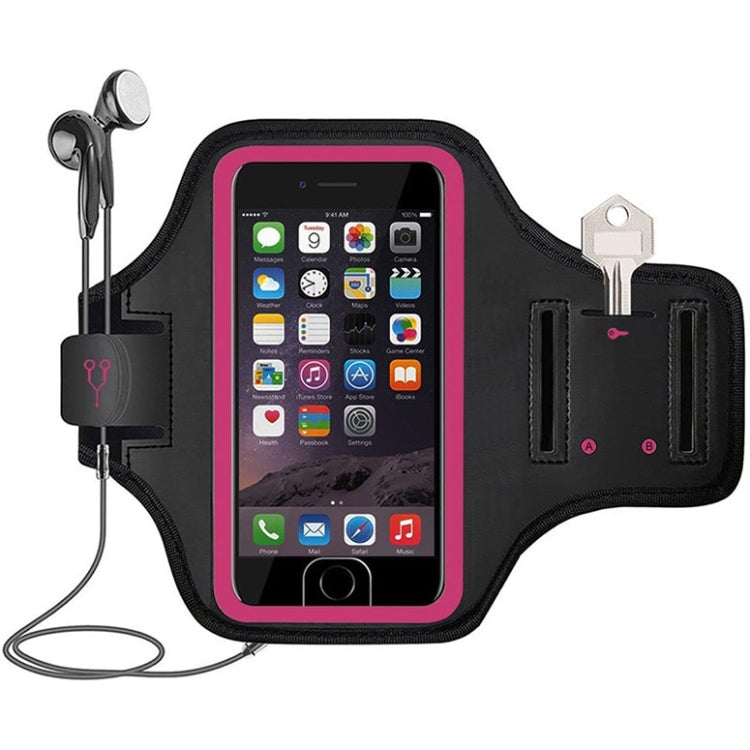 Mobile Phone Armband With Adjustable Strap & Key Pocket, Size: Large Rose Red