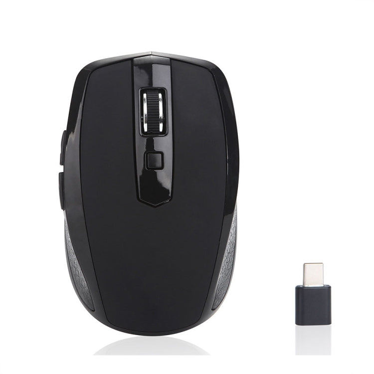 6-Keys Type-C/USB-C Laptop Office Game Silent Wireless Mouse - Black