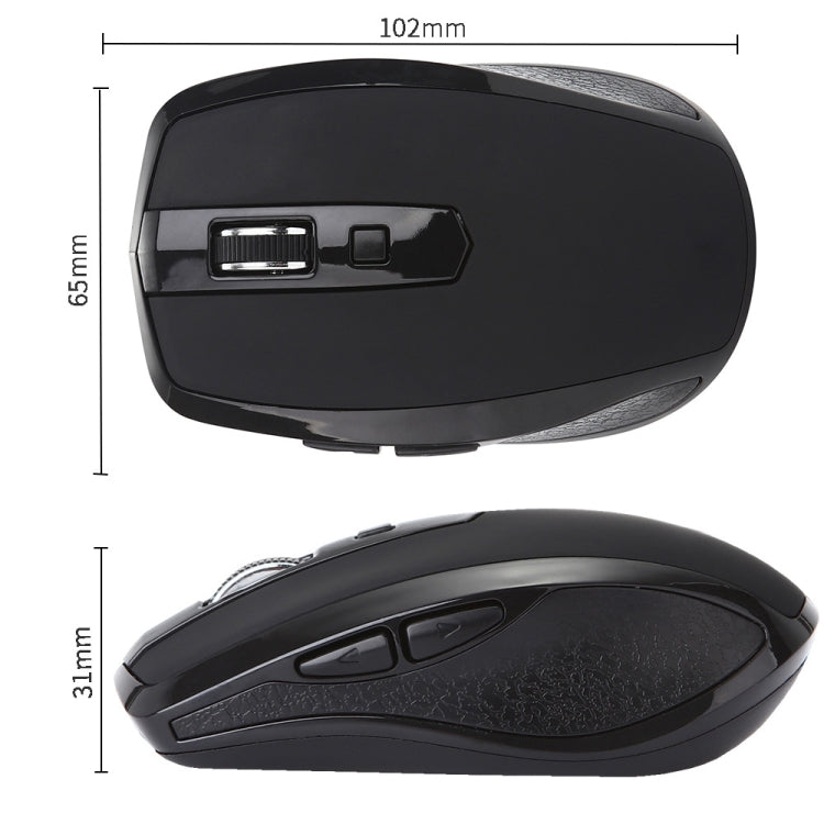 6-Keys Type-C/USB-C Laptop Office Game Silent Wireless Mouse - Black