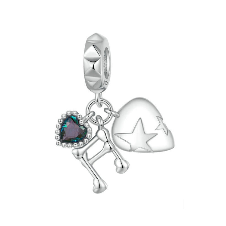 S925 Sterling Silver Platinum Note Shape Beaded Jewelry Pendant - SCC2870