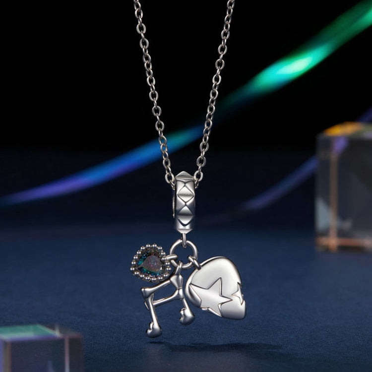 S925 Sterling Silver Platinum Note Shape Beaded Jewelry Pendant - SCC2870