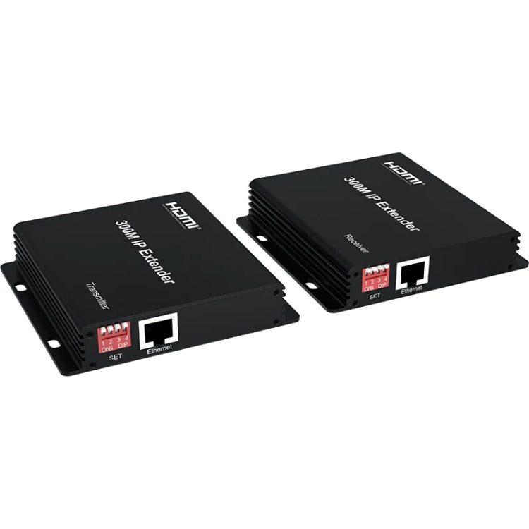 300m IP HDMI Extender HD Video Transmission, Transmitter + Receiver US Plug - Black