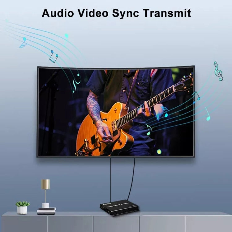 300m IP HDMI Extender HD Video Transmission, Transmitter + Receiver EU Plug - Black